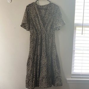 Animal Print Flutter Sleeved Dress